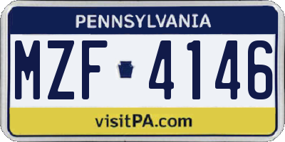 PA license plate MZF4146