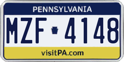 PA license plate MZF4148