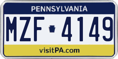 PA license plate MZF4149