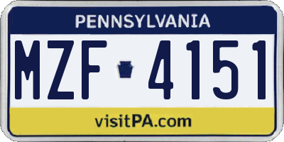 PA license plate MZF4151