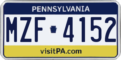 PA license plate MZF4152