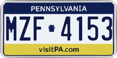 PA license plate MZF4153