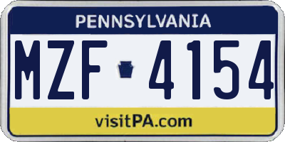 PA license plate MZF4154