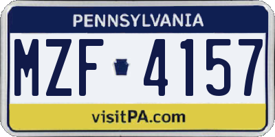 PA license plate MZF4157