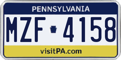 PA license plate MZF4158