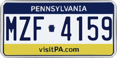 PA license plate MZF4159