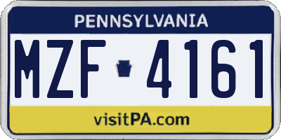 PA license plate MZF4161