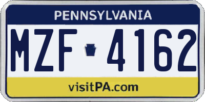 PA license plate MZF4162