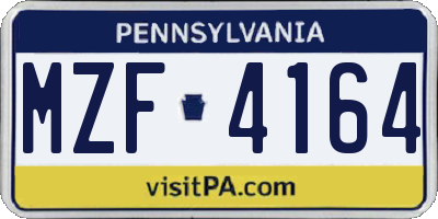 PA license plate MZF4164