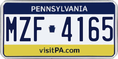 PA license plate MZF4165