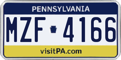 PA license plate MZF4166