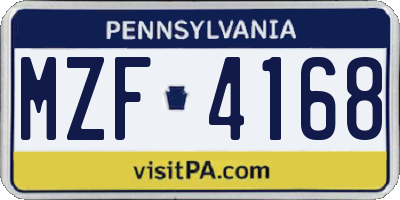 PA license plate MZF4168