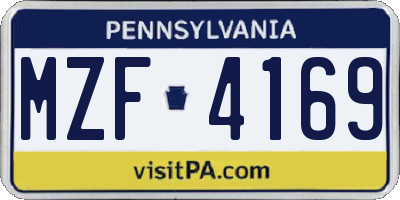 PA license plate MZF4169