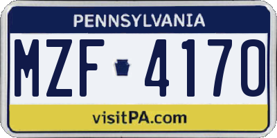 PA license plate MZF4170
