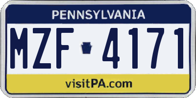 PA license plate MZF4171