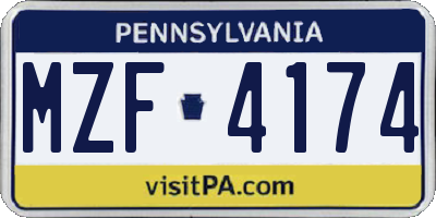 PA license plate MZF4174
