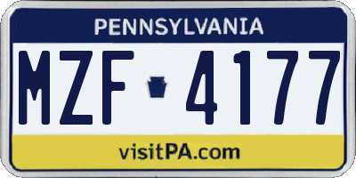 PA license plate MZF4177