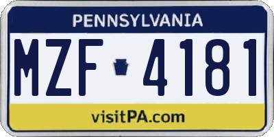 PA license plate MZF4181