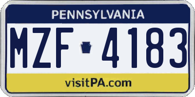 PA license plate MZF4183