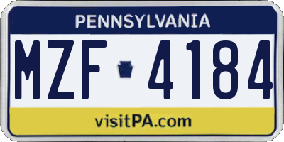 PA license plate MZF4184