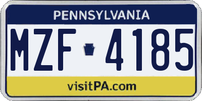 PA license plate MZF4185