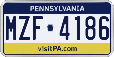 PA license plate MZF4186