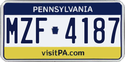 PA license plate MZF4187