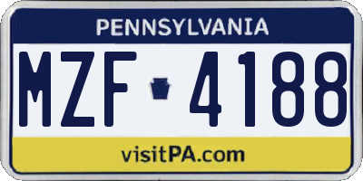 PA license plate MZF4188