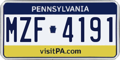 PA license plate MZF4191