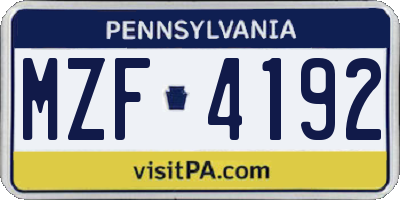 PA license plate MZF4192