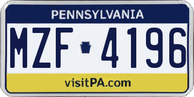 PA license plate MZF4196