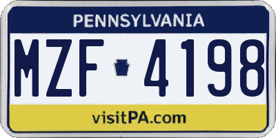 PA license plate MZF4198