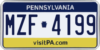 PA license plate MZF4199