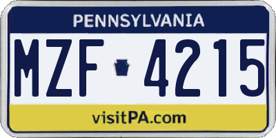 PA license plate MZF4215