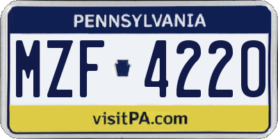 PA license plate MZF4220