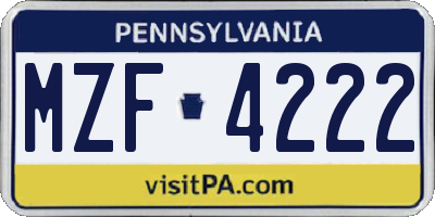 PA license plate MZF4222