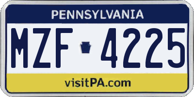 PA license plate MZF4225