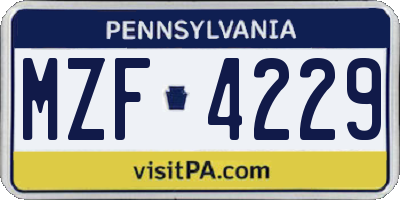 PA license plate MZF4229