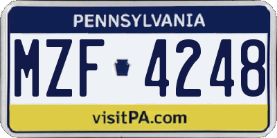 PA license plate MZF4248