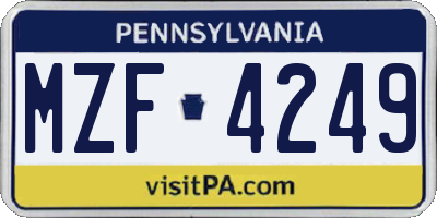 PA license plate MZF4249