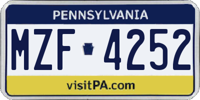 PA license plate MZF4252
