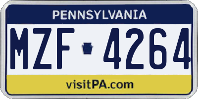 PA license plate MZF4264