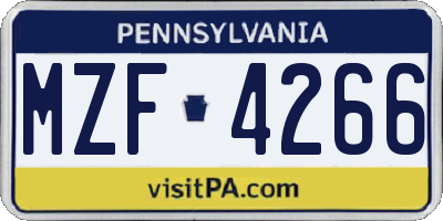 PA license plate MZF4266