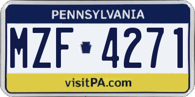 PA license plate MZF4271