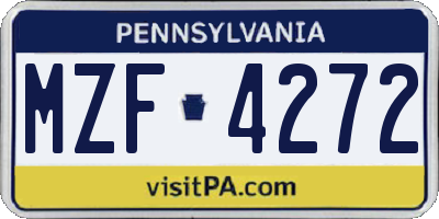 PA license plate MZF4272