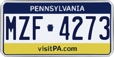 PA license plate MZF4273