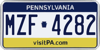 PA license plate MZF4282