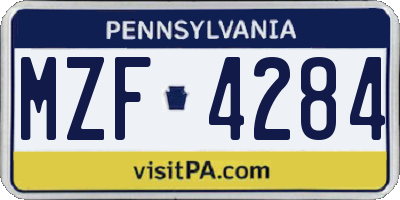 PA license plate MZF4284