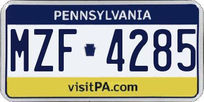 PA license plate MZF4285