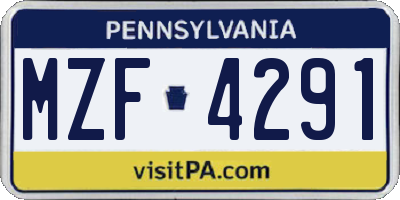 PA license plate MZF4291